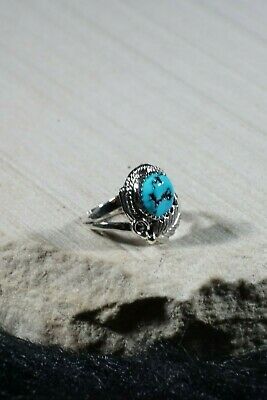 Navajo Turquoise and Sterling Silver Ring - Roberta Begay - Size 7 - High Lonesome Trading