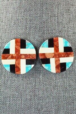 Multi Stone Inlay & Sterling Silver Earrings - Chaslyn Crespin