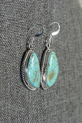 Turquoise & Sterling Silver Earrings - Lee Shorty - Navajo - High Lonesome Trading