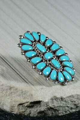 Zuni Turquoise and Sterling Silver Ring - Lorraine Waatsa - Size 6.25 - High Lonesome Trading