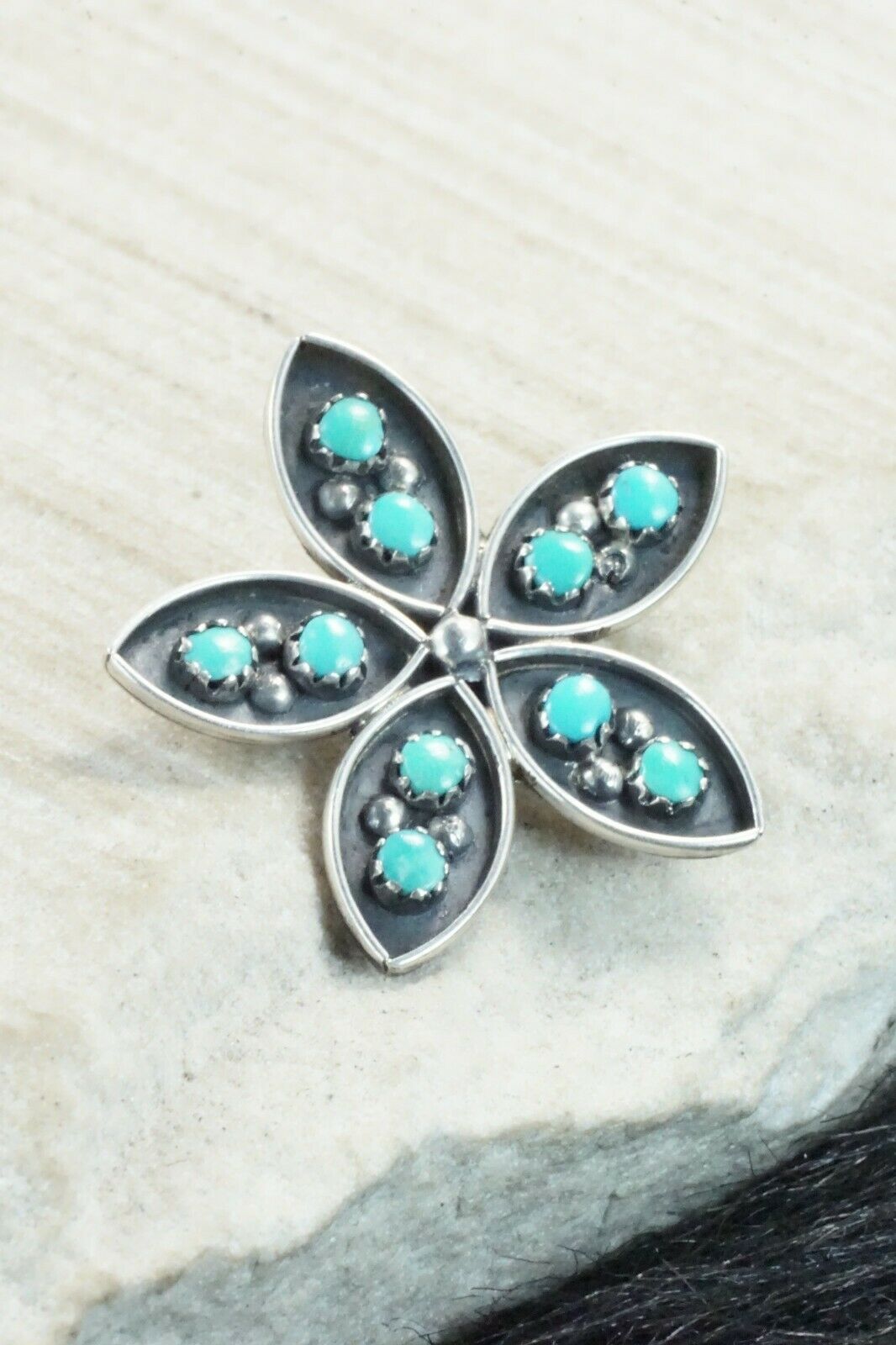 Turquoise & Sterling Silver Pendant / Pin - J Booqua