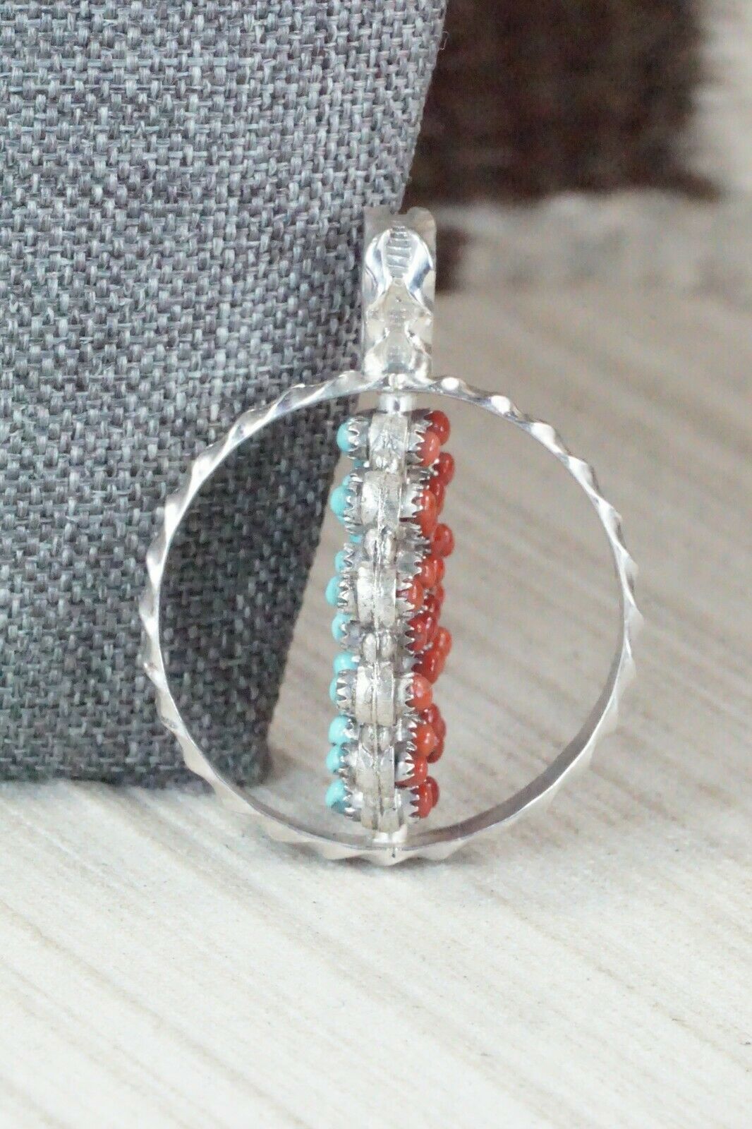 Coral, Turquoise & Sterling Silver Pendant - Wayne Johnson Sr.