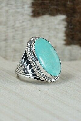 Navajo Turquoise and Sterling Silver Ring - Bobby Platero - 9.5