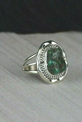 Navajo Turquoise and Sterling Silver Ring - Samuel Yellowhair - Size 6.75 - High Lonesome Trading