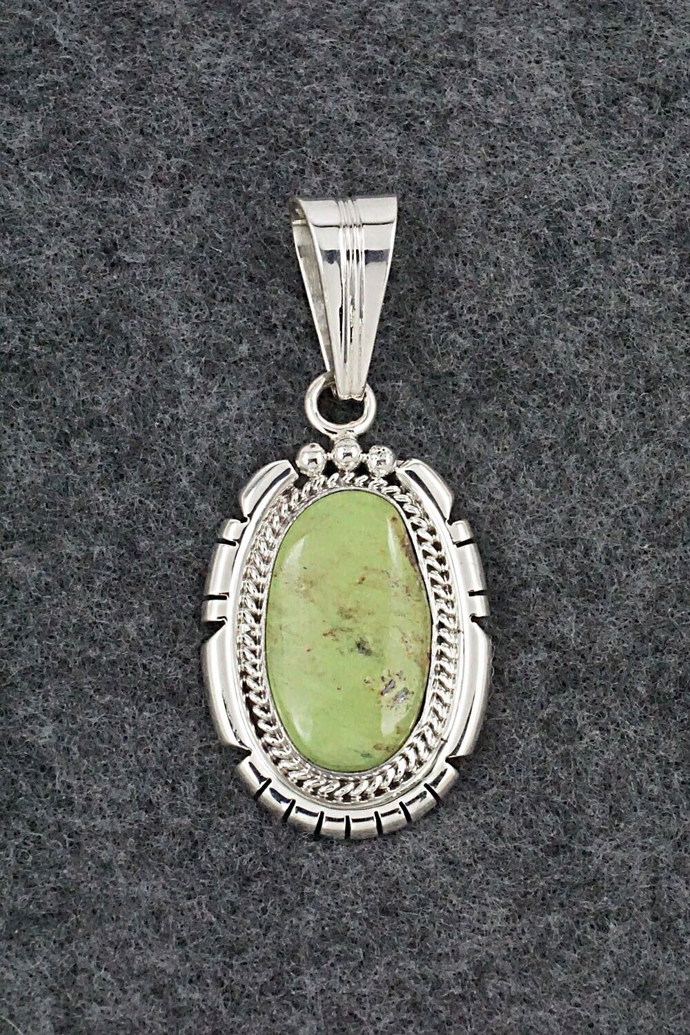 Gaspeite & Sterling Silver Pendant - Samuel Yellowhair