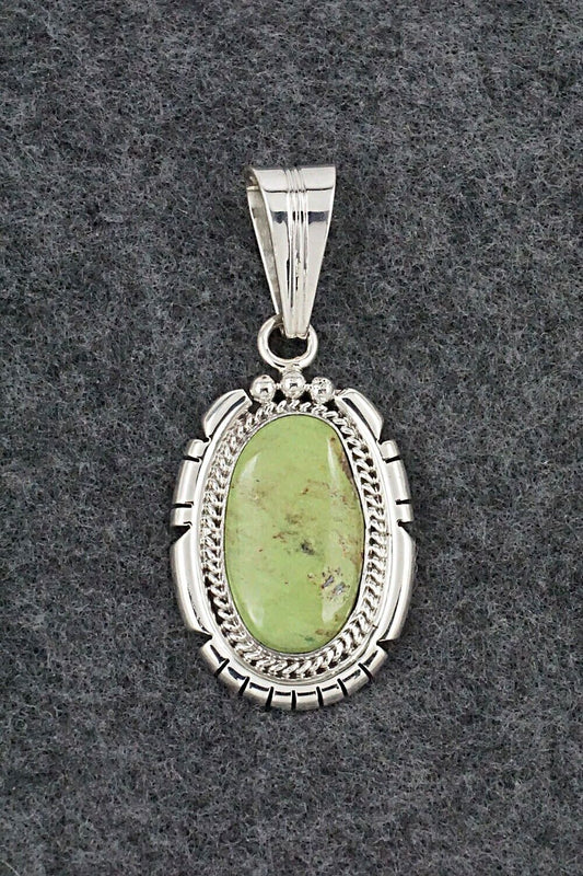 Gaspeite & Sterling Silver Pendant - Samuel Yellowhair