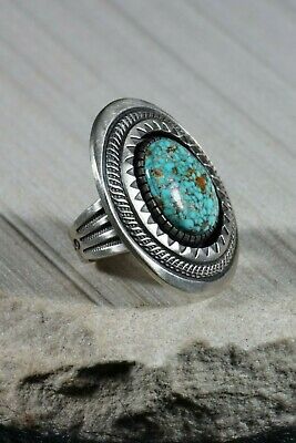 Navajo Turquoise and Sterling Silver Ring - Calvin Martinez - Size 8 - High Lonesome Trading