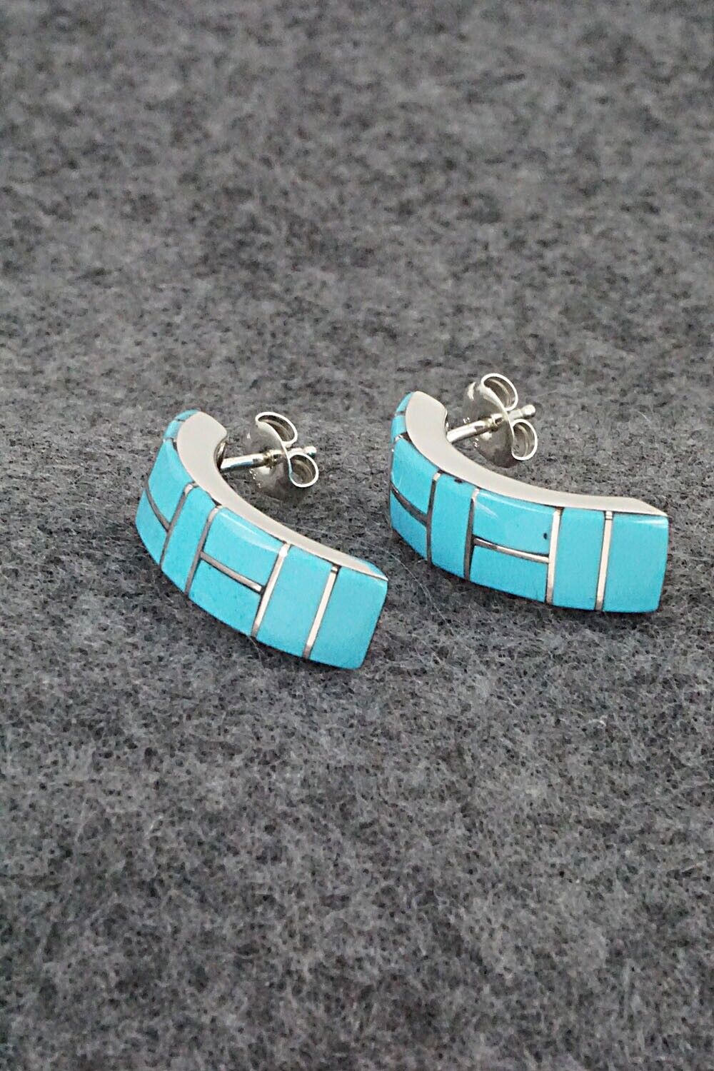 Turquoise & Sterling Silver Inlay Earrings - Monica Kanesta