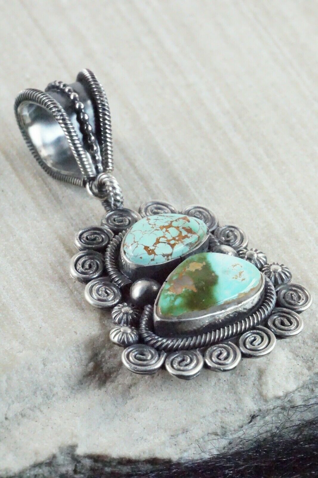 Turquoise & Sterling Silver Pendant - Jess Martinez