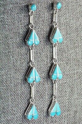 Zuni Turquoise & Sterling Silver Earrings - Velda Nastacio