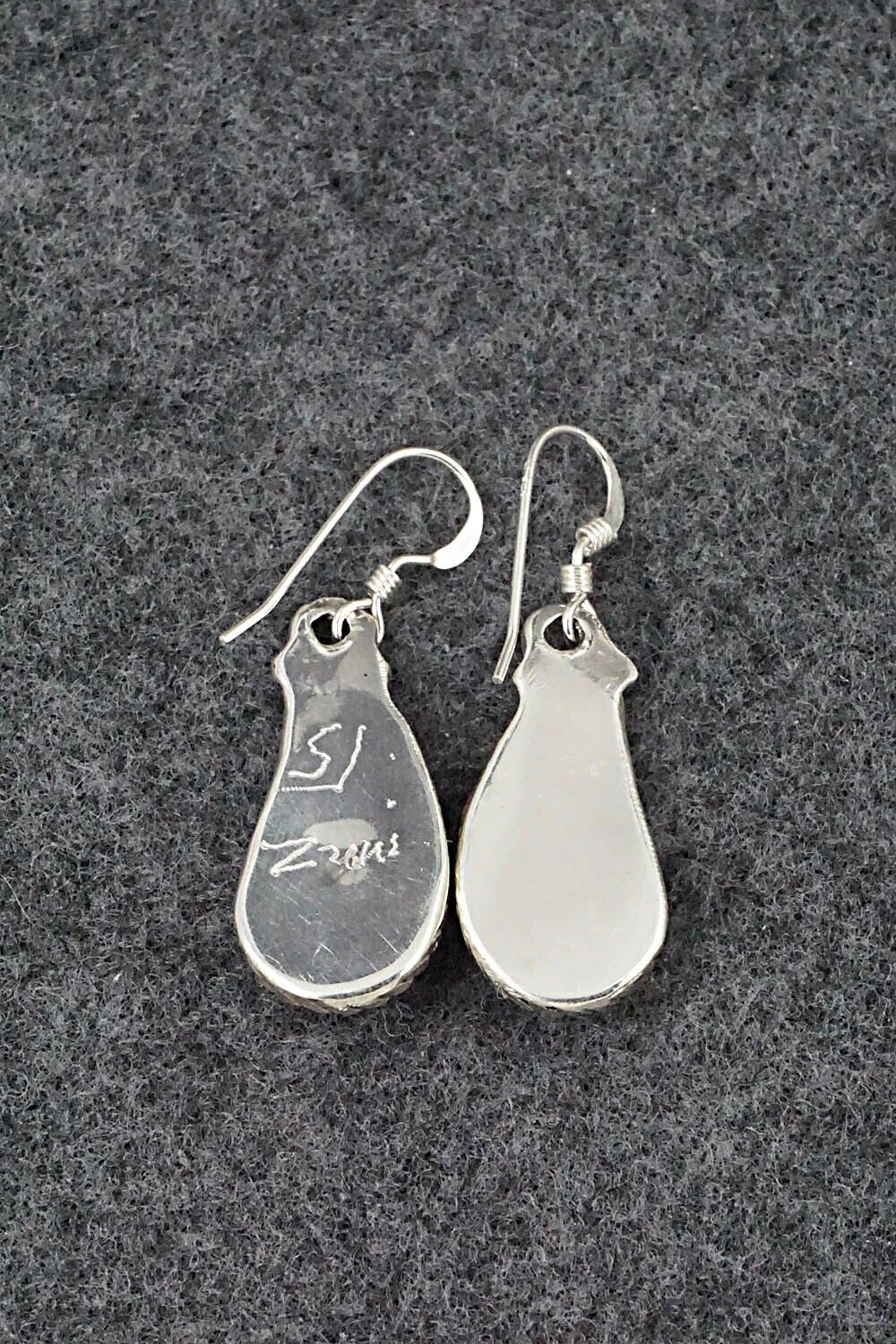 Coral & Sterling Silver Inlay Earrings - Susie Lowsayatee