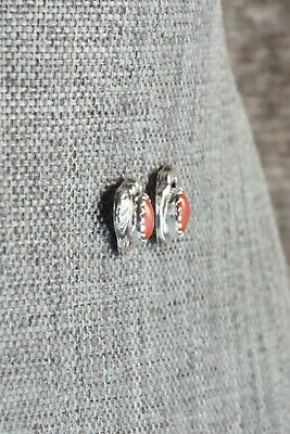 Coral & Sterling Silver Earrings - Elaine Shirley