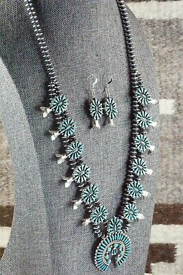 Zuni Turquoise & Sterling Silver Squash Blossom Set - Lorena Peina