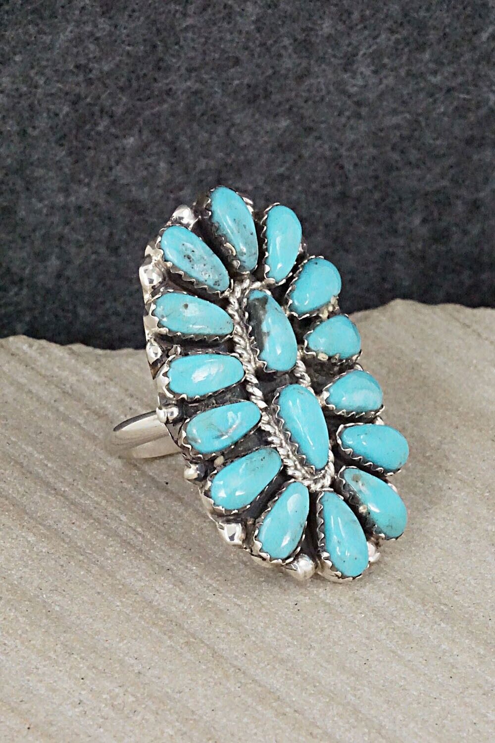 Turquoise and Sterling Silver Ring - Jesse Williams - Size 7 (adjustable)