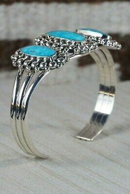 Navajo Turquoise and Sterling Silver Bracelet - Tom Lewis - High Lonesome Trading