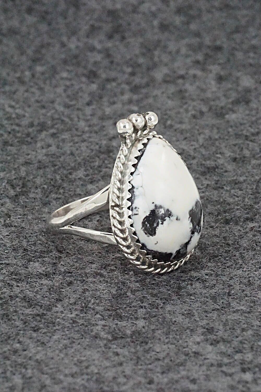 White Buffalo & Sterling Silver Ring - Robert Martinez - Size 6.5