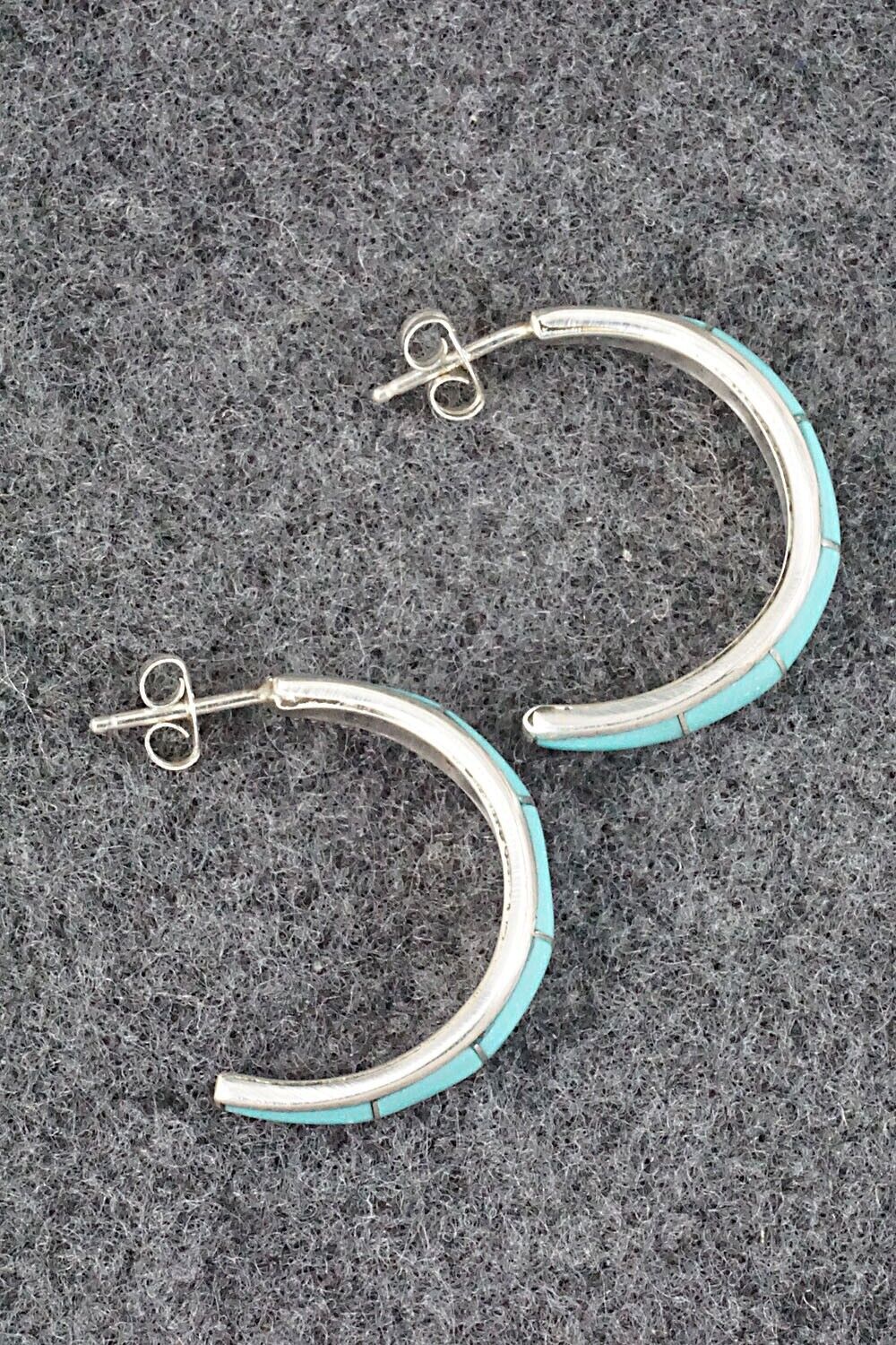 Turquoise & Sterling Silver Earrings - Philbert Chavez