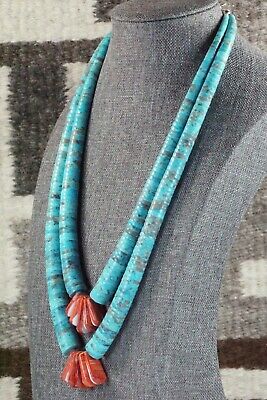Turquoise, Spiny Oyster & Sterling Silver Necklace - Lupe Lovato