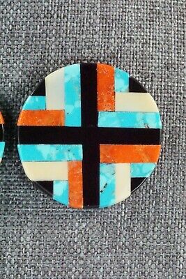 Multi Stone Inlay & Sterling Silver Earrings - Chaslyn Crespin