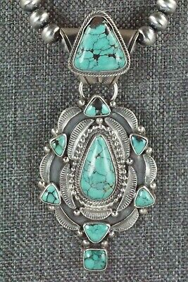 Turquoise and Sterling Silver Pendant & Necklace - Tom Lewis