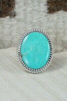 Navajo Turquoise and Sterling Silver Ring - Bobby Platero - 10.25