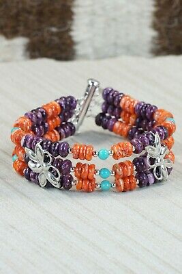 Navajo Spiny Oyster & Sterling Silver Butterfly Bracelet - Native American