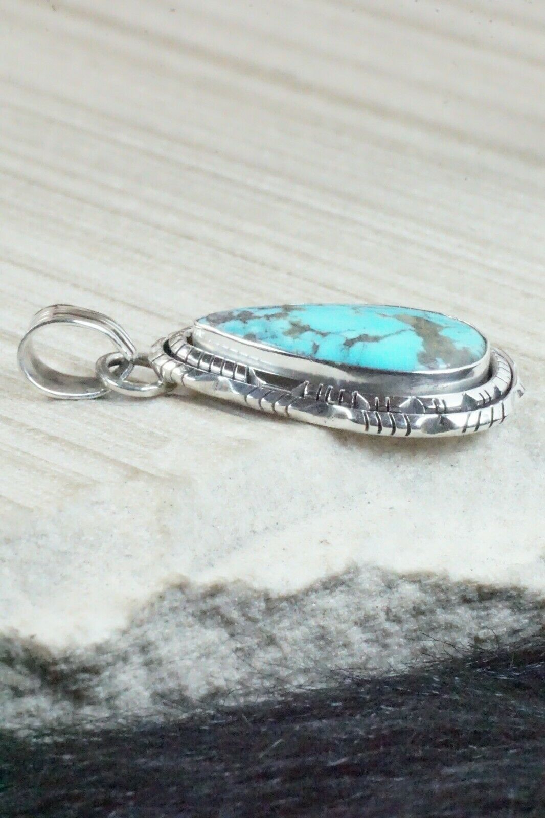 Turquoise & Sterling Silver Pendant - Samuel Yellowhair