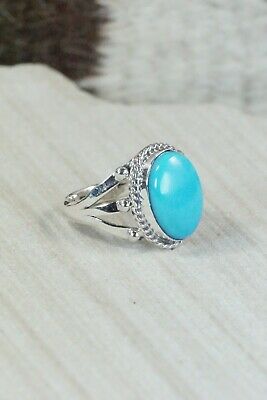 Navajo Turquoise & Sterling Silver Ring - Genevieve Frank - Size 9