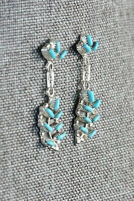 Zuni Turquoise & Sterling Silver Earrings - Vickie Johnson - High Lonesome Trading