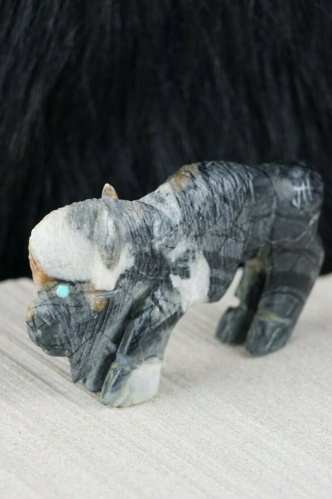Buffalo Zuni Fetish Carving - Jonas Hastito - High Lonesome Trading
