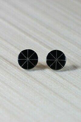 Zuni Jet & Sterling Silver Earrings - Johnson Laweka - High Lonesome Trading