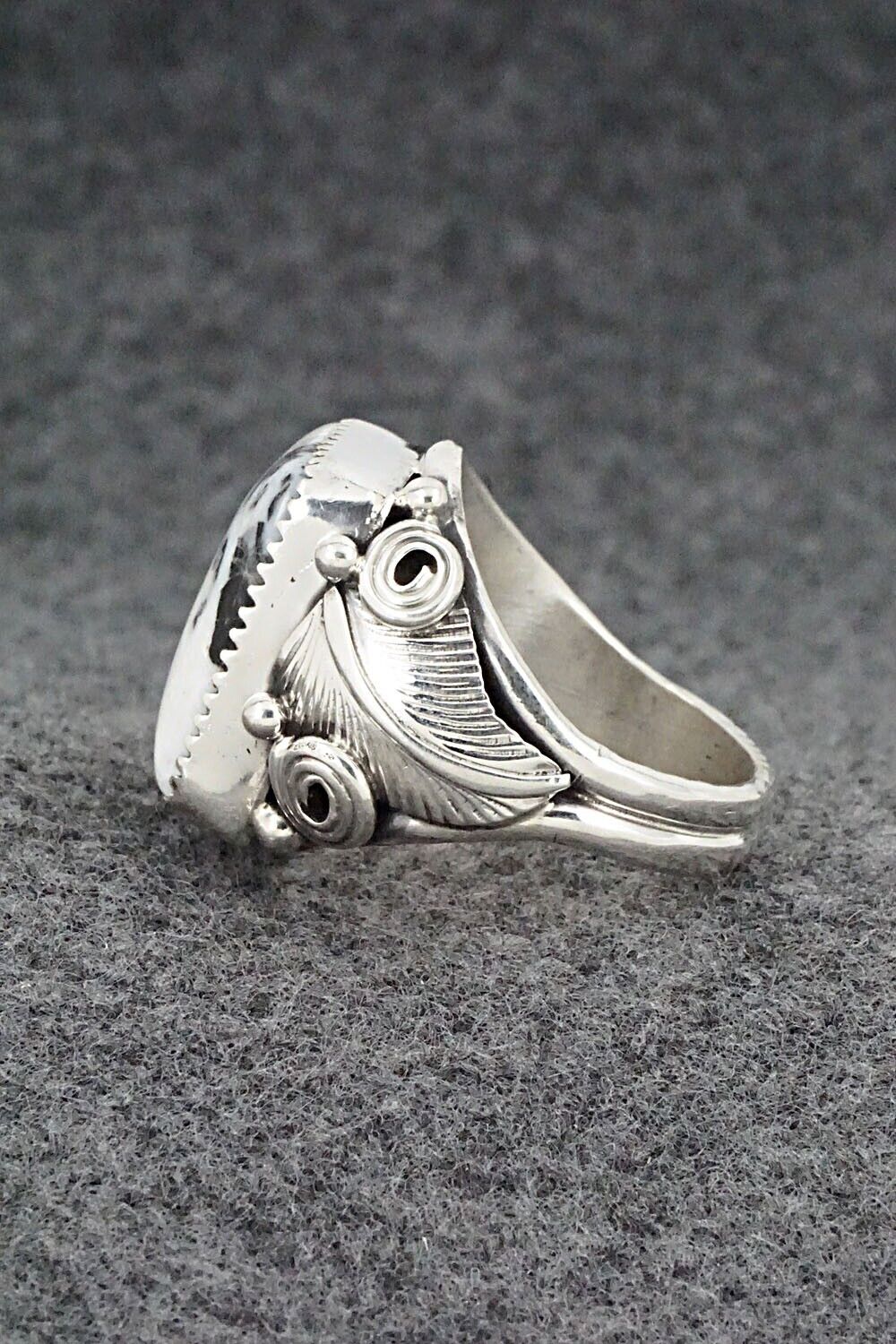 White Buffalo & Sterling Silver Ring - Darrell Morgan - Size 11
