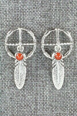Coral & Sterling Silver Earrings - Elaine Shirley