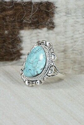 Navajo Turquoise & Sterling Silver Ring - Daniel Benally - Size 7.75