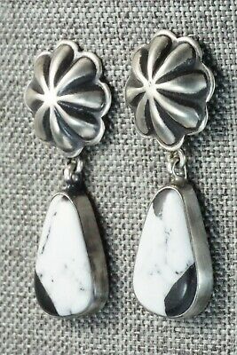 White Buffalo & Sterling Silver Earrings - Lyle Piaso