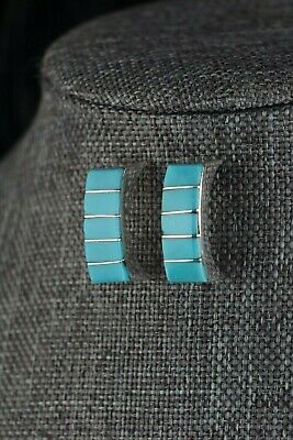 Zuni Turquoise and Sterling Silver Earrings - Lloyd Kanesta - High Lonesome Trading