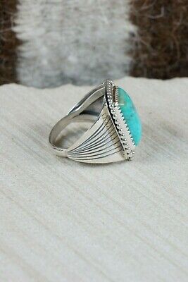 Navajo Turquoise & Sterling Silver Ring - Bobby Platero - Size 10.75