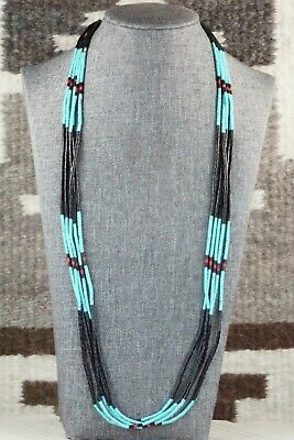 Turquoise, Coral & Jet Necklace - Esquipula Tenorio
