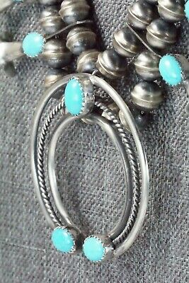 Turquoise & Sterling Silver Squash Blossom and Earrings - Leon Kirlie