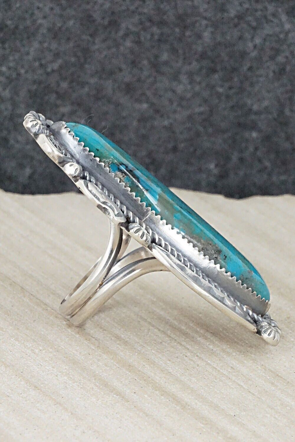 Turquoise & Sterling Silver Ring - Leslie Nez - Size 9.75