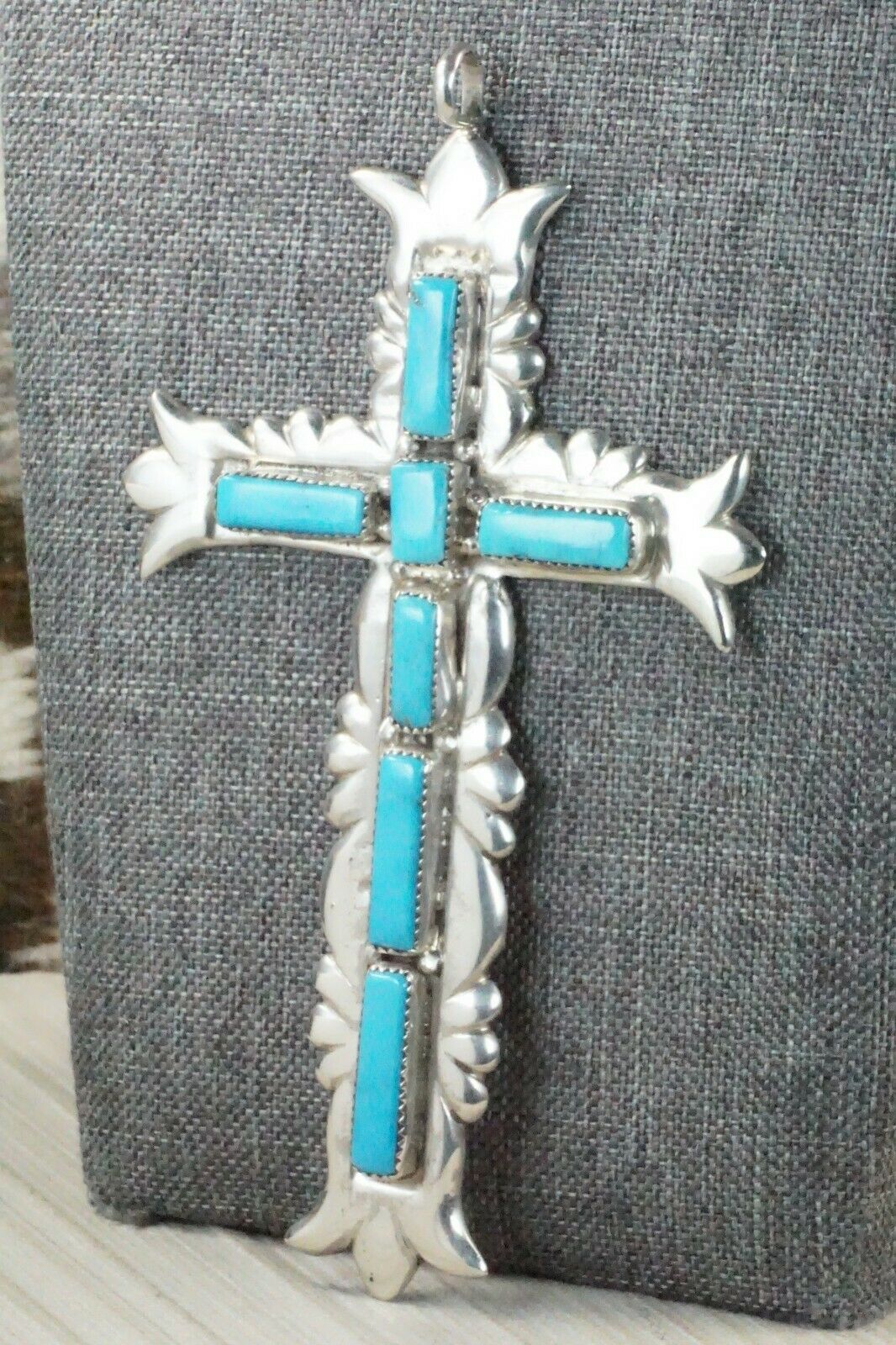 Turquoise and Sterling Silver Cross Pendant - George Leekity
