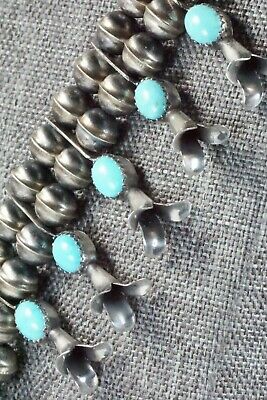 Turquoise & Sterling Silver Squash Blossom and Earrings - Leon Kirlie