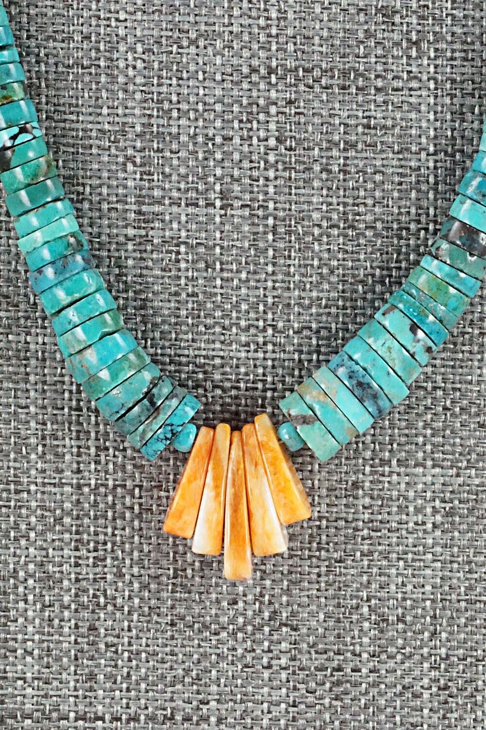 Turquoise & Spiny Oyster Necklace - Susie Deal