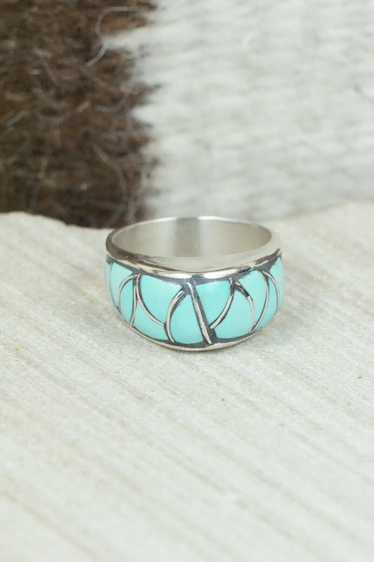 Turquoise & Sterling Silver Ring - Orena Leekya - Size 5.75