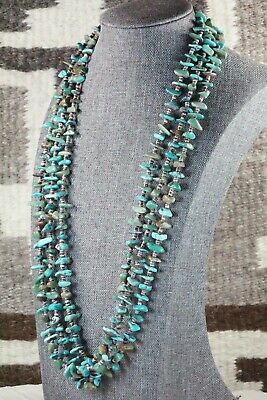 Turquoise, Shell & Sterling Silver Necklace - Torevia Crespin