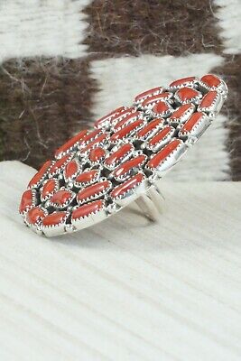 Coral & Sterling Silver Ring - Marlene Haley - Size 7