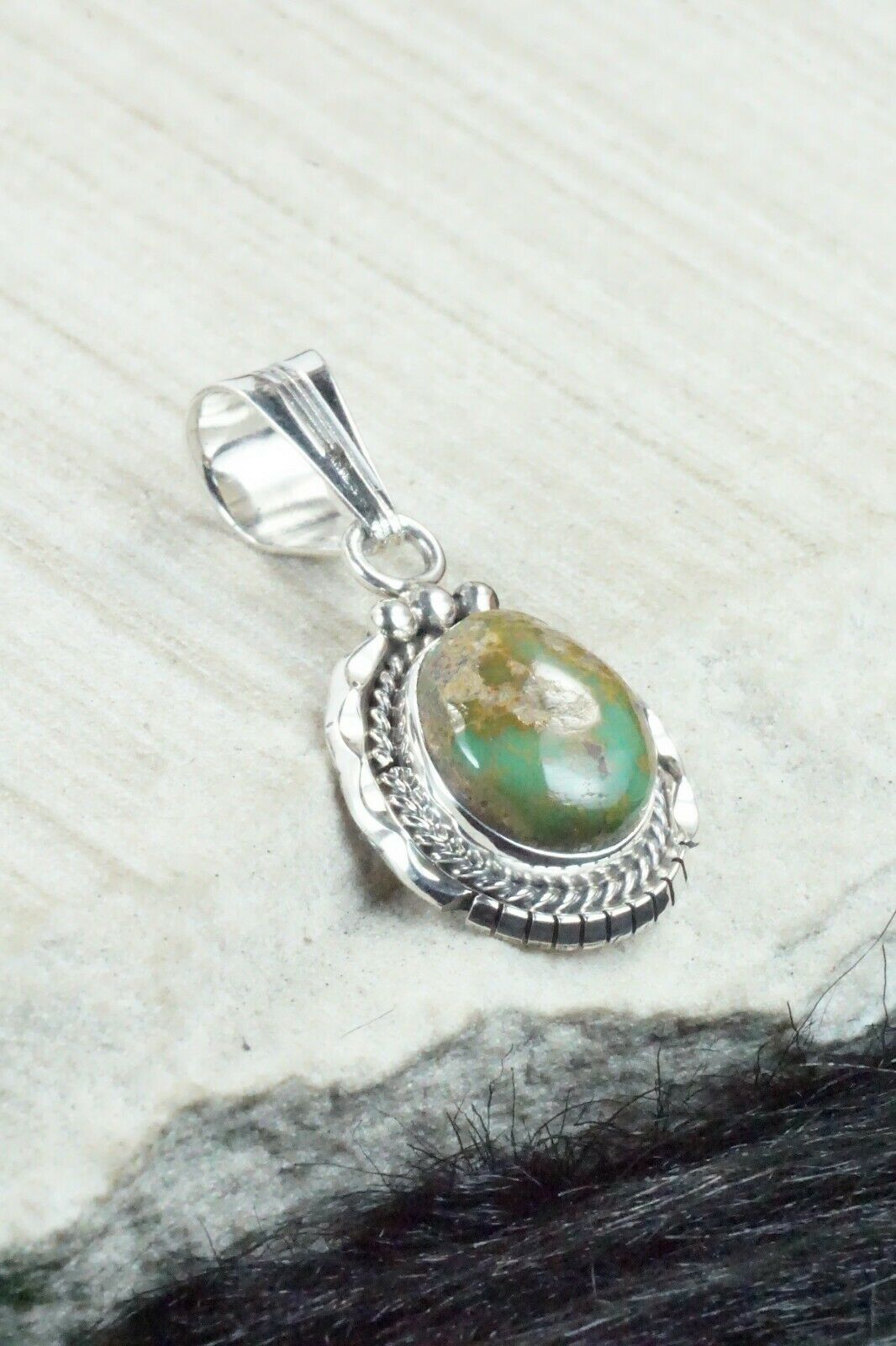 Turquoise and Sterling Silver Pendant - Samuel Yellowhair - High Lonesome Trading
