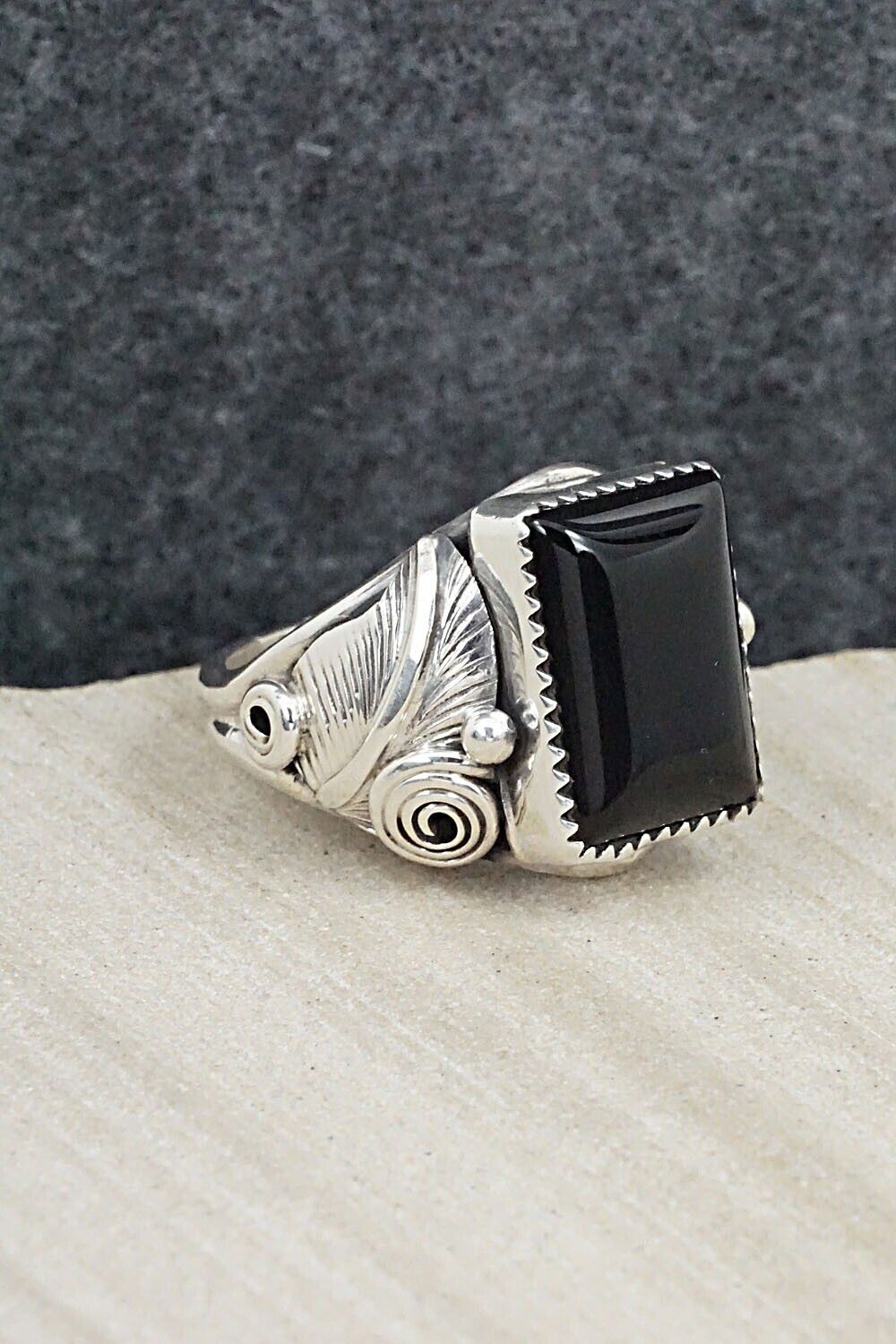 Onyx & Sterling Silver Ring - Darrell Morgan - Size 11.75