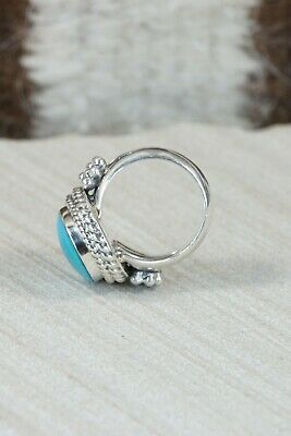 Navajo Turquoise & Sterling Silver Ring - Sheena Jack - Size 4.75