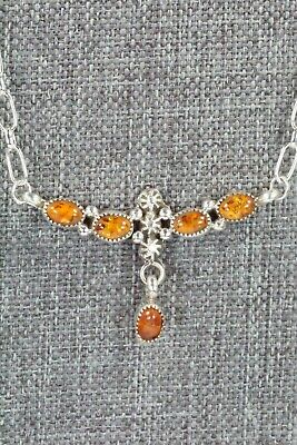 Amber & Sterling Silver Necklace - Loretta Smith